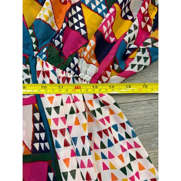 Maeve Anthropologie Dress 8 Colorful Puff Sleeve Boho Festival Art - Picture 6 of 8